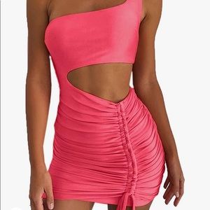 Hot pink one shoulder dress